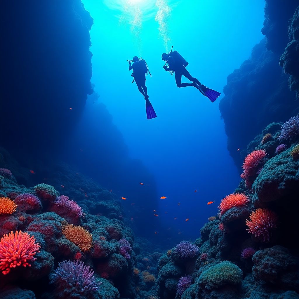 Night diving with bioluminescent organisms